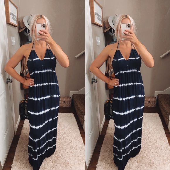 Sugarlips Dresses & Skirts - Sugar + Lips Boutique Navy Tie Dye bohemian Maxi Dress size Small